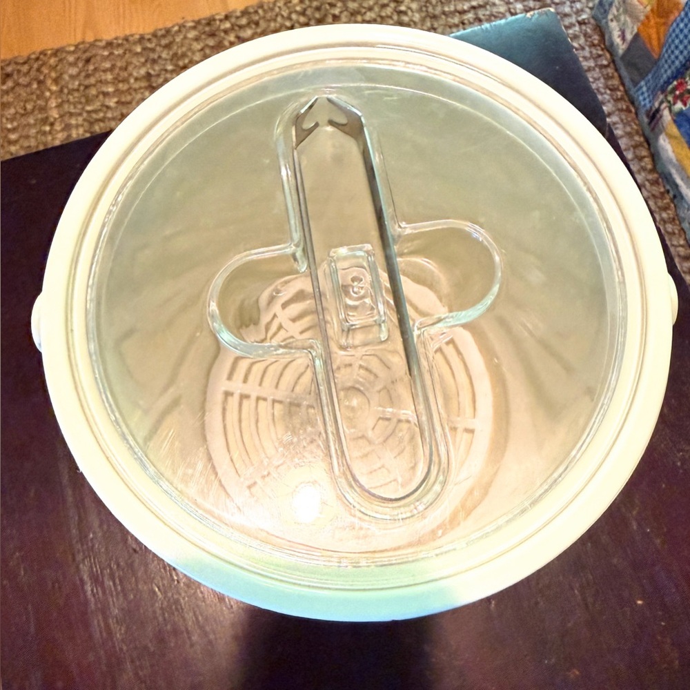 Vintage Phoenix 1980s Ice Bucket with Lid and Tongs, Mauve and Pink Stripe - Picture 5 of 11